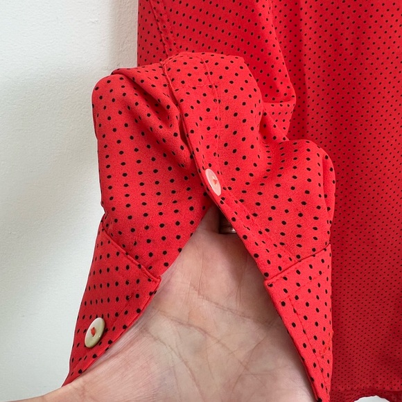 BOUTIQUE FOXCROFT red with fine polka dots blouse m - Picture 7 of 7